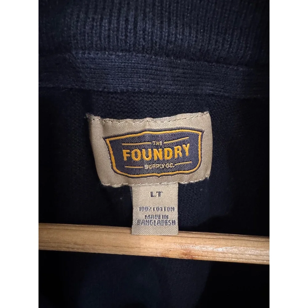 The Foundry Supply Co Mens LT Navy Blue 100% Cotton Quarter Zip Sweater Pullover - Picture 5 of 5